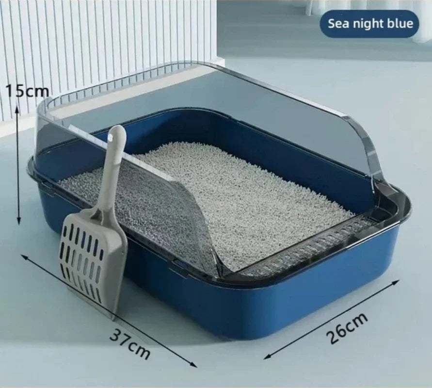 Bac à litière Semi fermé pour Chat – Anti-éclaboussures & design compact